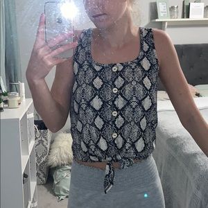 Snake skin tank top with tie